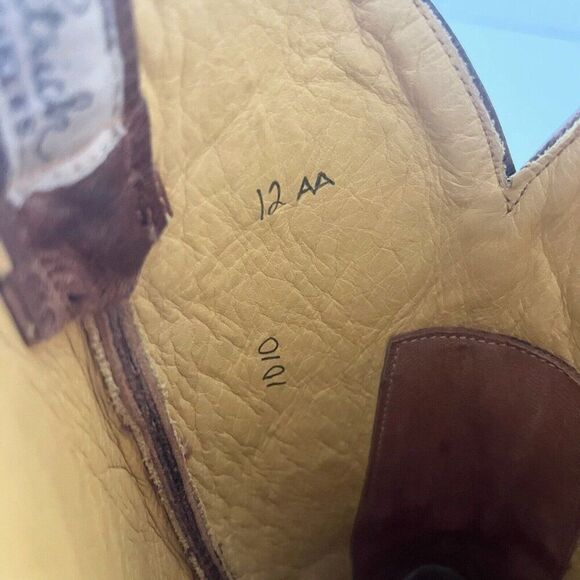 Rod Patrick Mens Cowboy Boots Size 12AA Brown Smooth Ostrich Western Square Toe - Picture 12 of 15